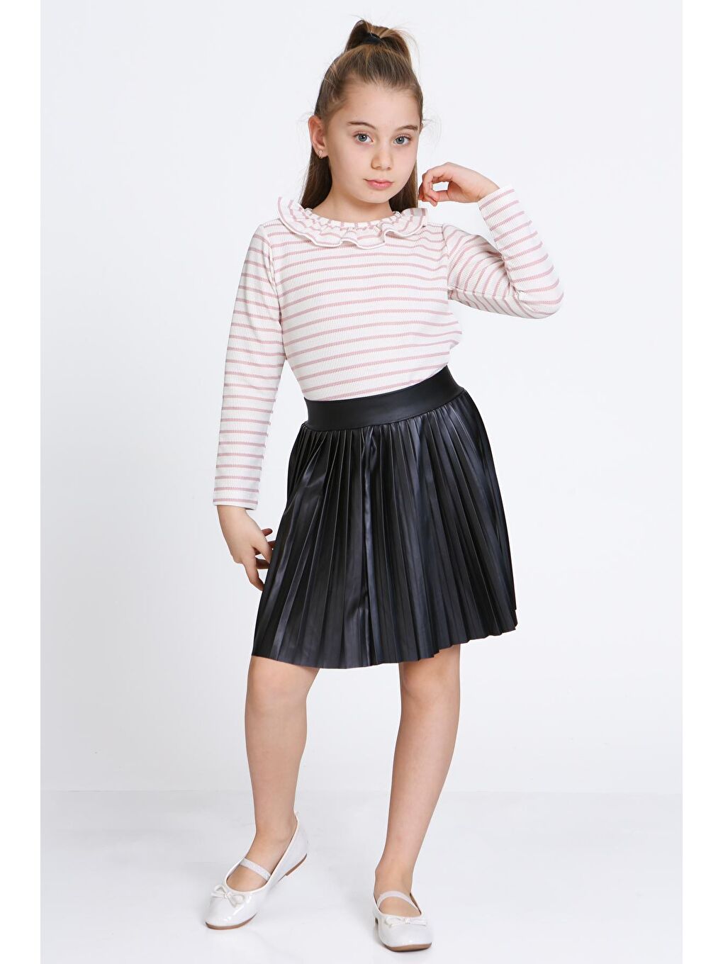 Pembe Kız Çocuk Pudra Etekli 3-7 Yaş Takım - 23310-2-1