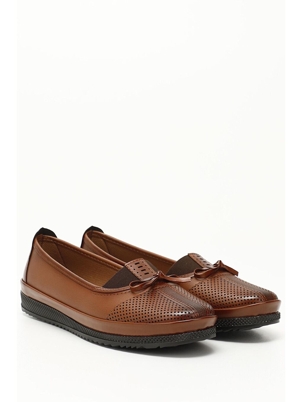 Kahverengi TABA-BEJ  Yuvarlak Burun Fiyonklu Kadın Günlük Ayakkabı 42342-1