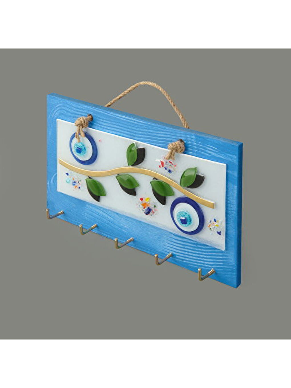 Deco Zeytin Anahtar Askısı - Mavi - 25 cm-2