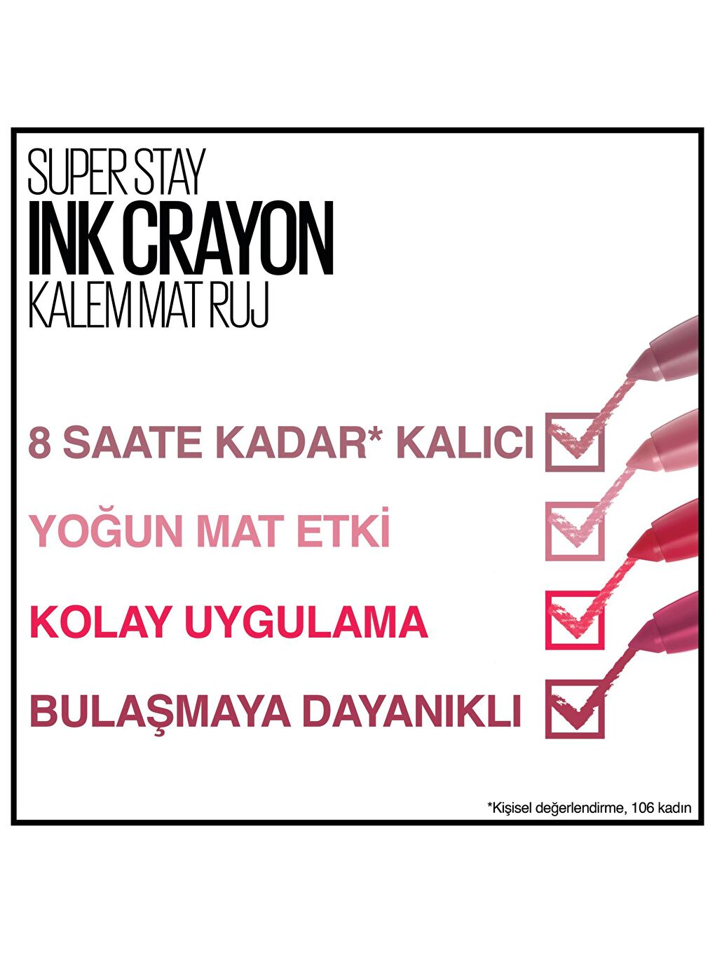 MAYBELLINE NEWYORK Mor Super Stay Ink Crayon Kalem Mat Ruj - 25 Stay Exceptional - 6