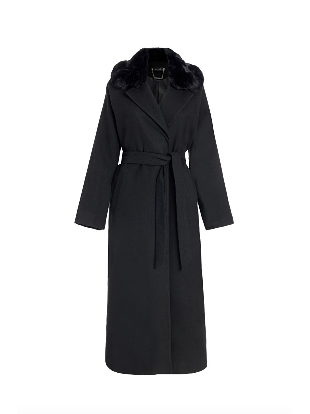 Yaka Kürklü Premium Siyah Kaban-1