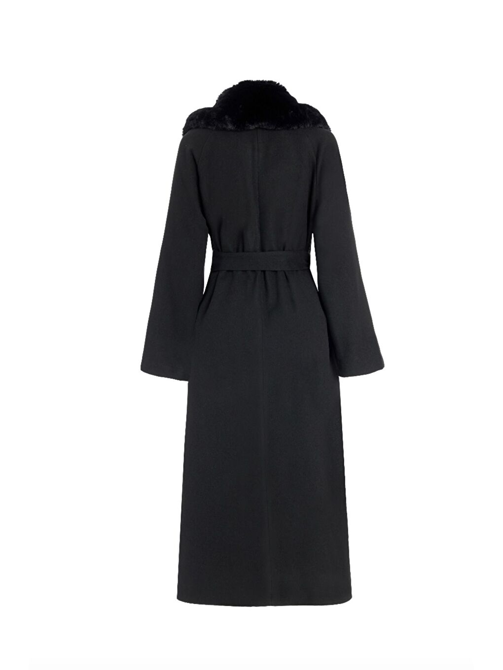 Yaka Kürklü Premium Siyah Kaban-5