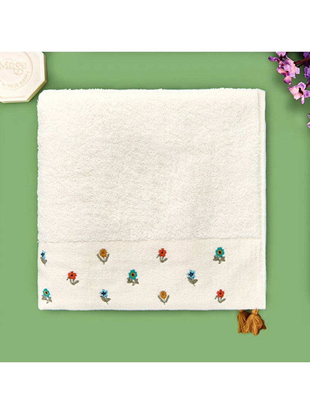 Soft Erbo Yüz Havlusu - Ekru - 50x90 cm