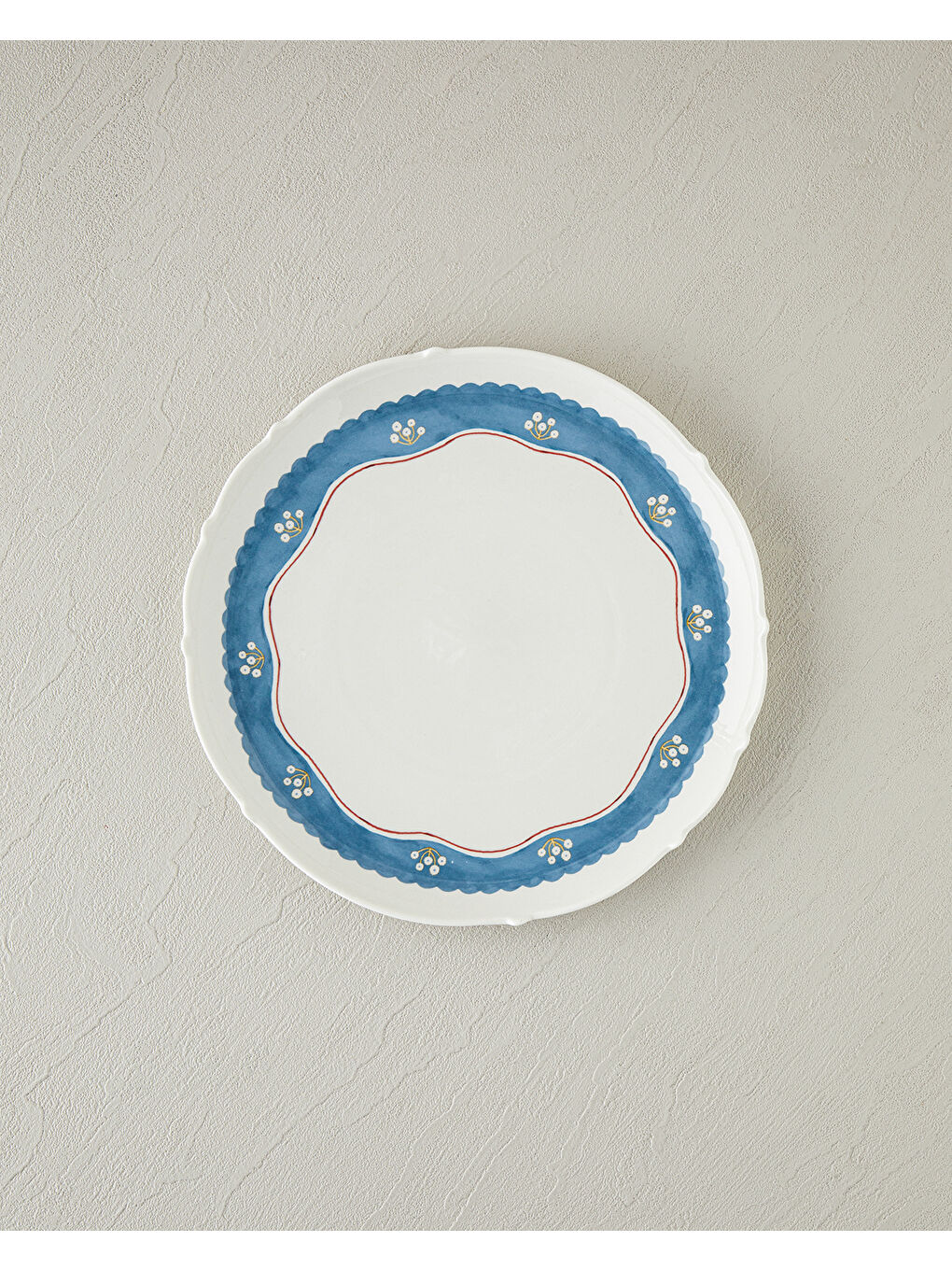 Retro Charm New Bone China Servis Tabağı 27 cm Beyaz - Mavi-1