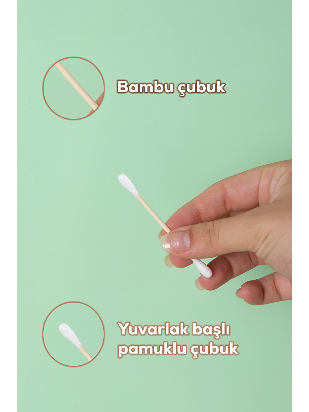 3134 Doğal Ahşap Bambu Saplı Standlı Kulak Temizleme Çubuğu Seti- 190 Adet-2