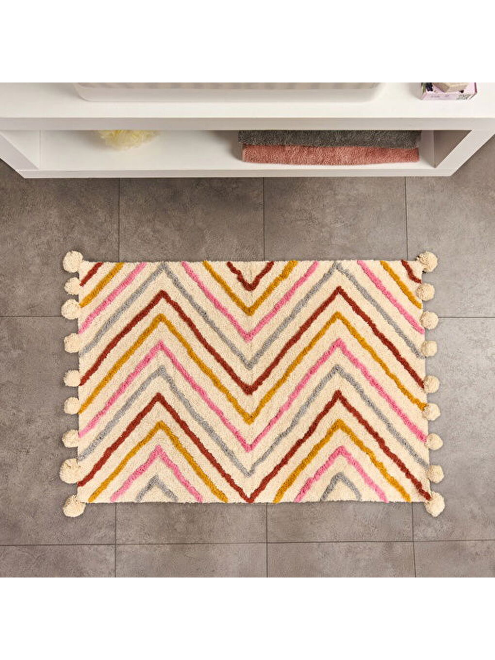 Soft Tufting Nora Banyo Paspası - Ekru / Renkli - 60x90 cm-7