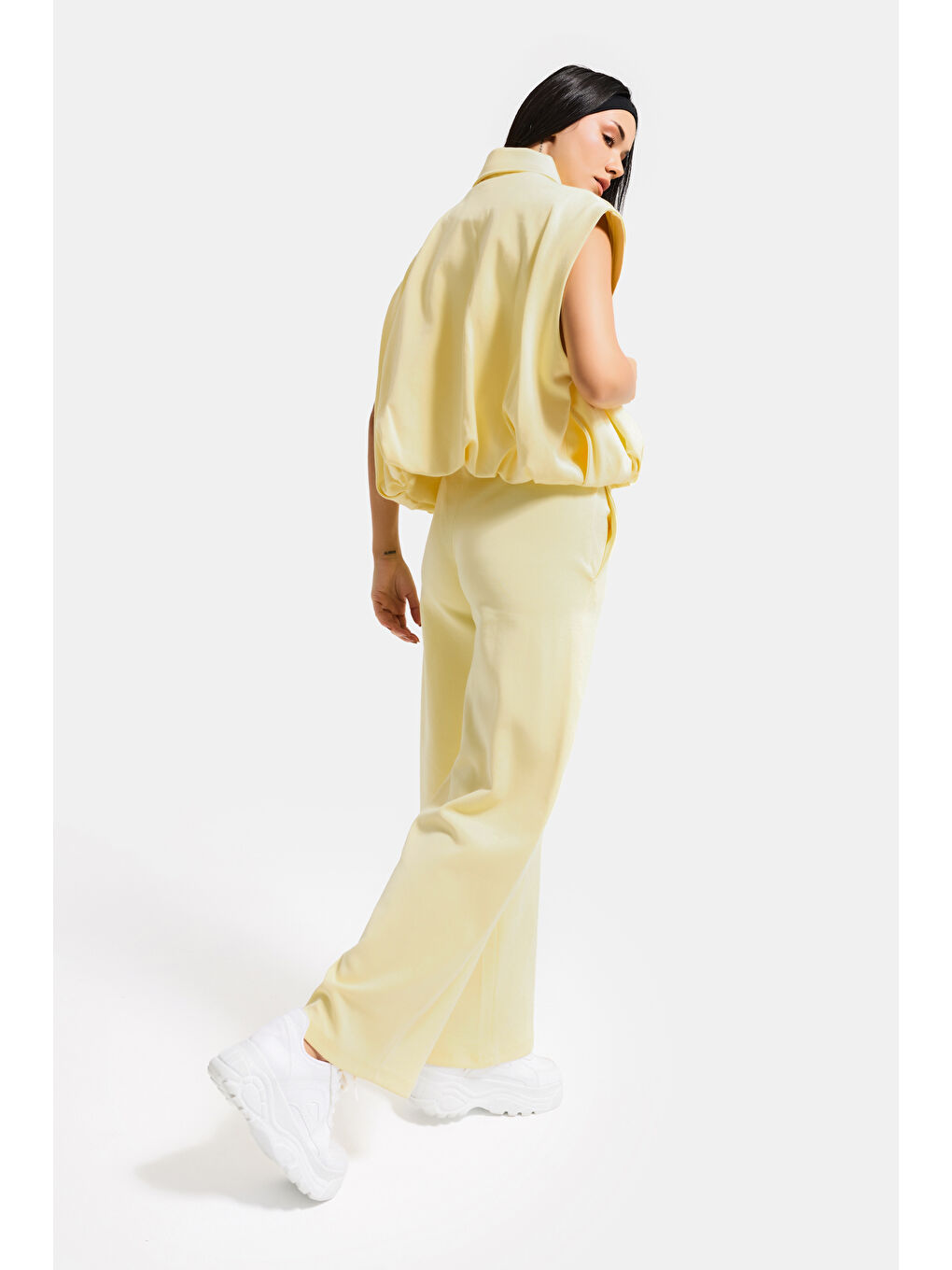 Kadın Sarı Renk s6-108 Alt Üst 2'li Kombin Tasarım Takım-2