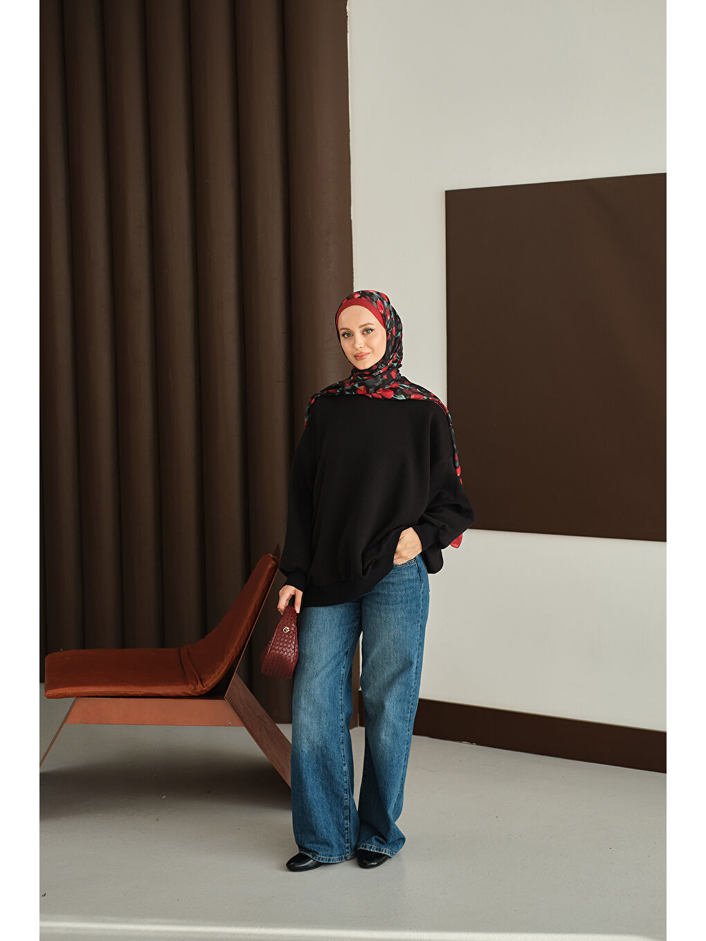 Kadın Bisiklet Yaka Sweat Siyah-4