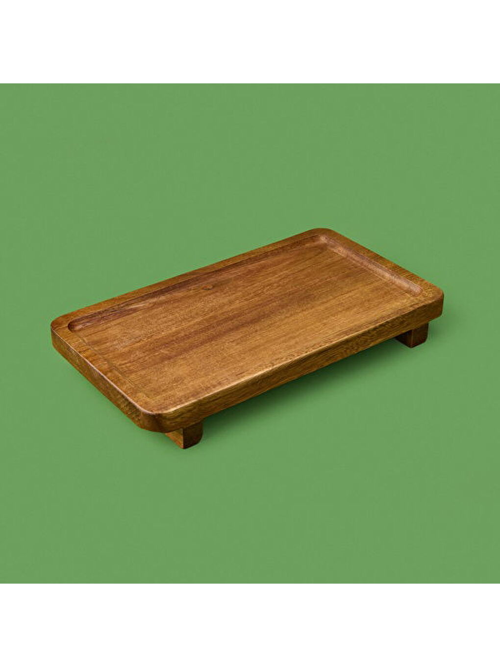 Akasya Ayaklı Sunumluk - Kahverengi - 26x14 cm