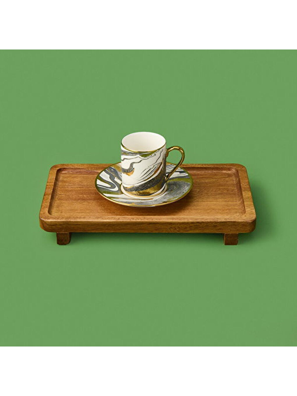 Akasya Ayaklı Sunumluk - Kahverengi - 26x14 cm-1