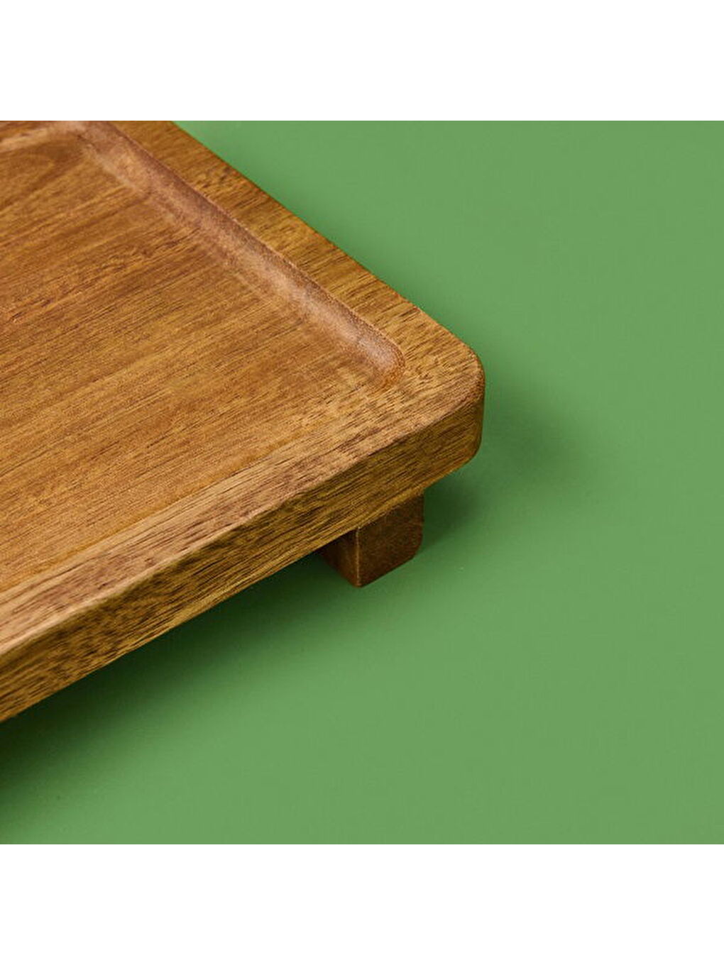 Akasya Ayaklı Sunumluk - Kahverengi - 26x14 cm-3