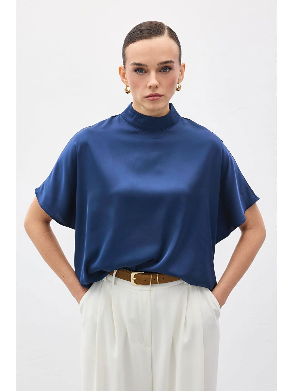 Yarasa Kol Salaş Bluz - İndigo