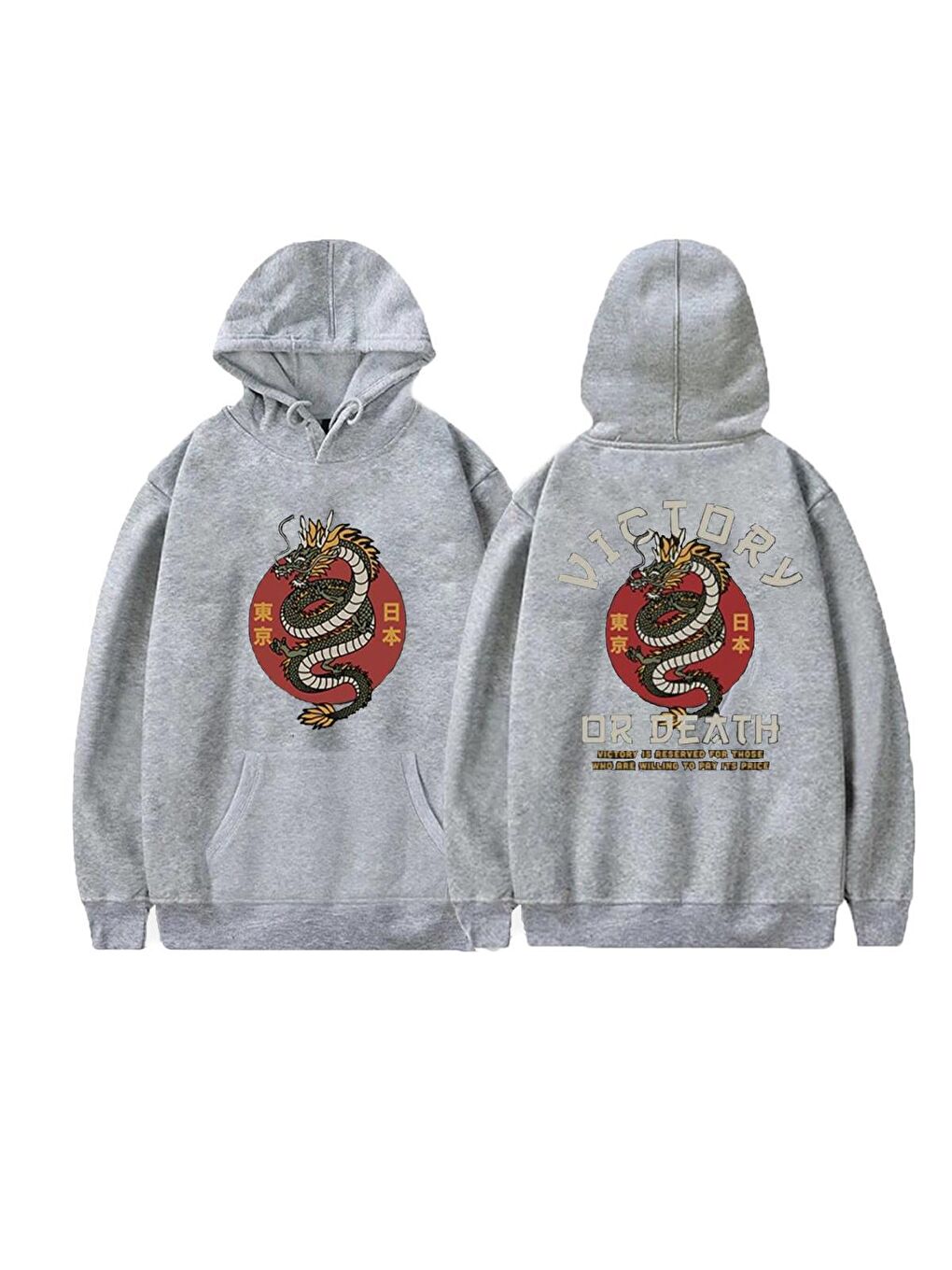 Oksit Gri Arjun Victory Dragon Baskılı Oversize Unisex Sweatshirt