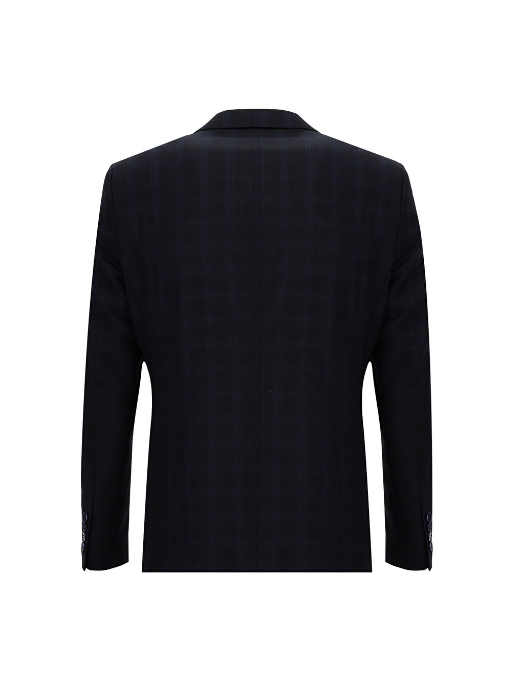 Lacivert Regular Fit Ekose Takım Elbise-2