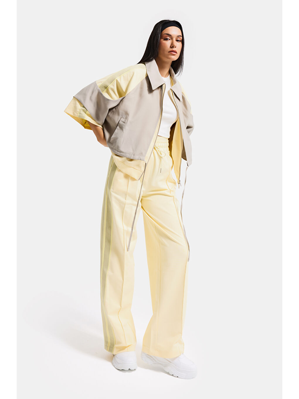 Kadın Sarı Gri Renk s6-108 Alt Üst 2'li Kombin Özel Tasarım Takım-2