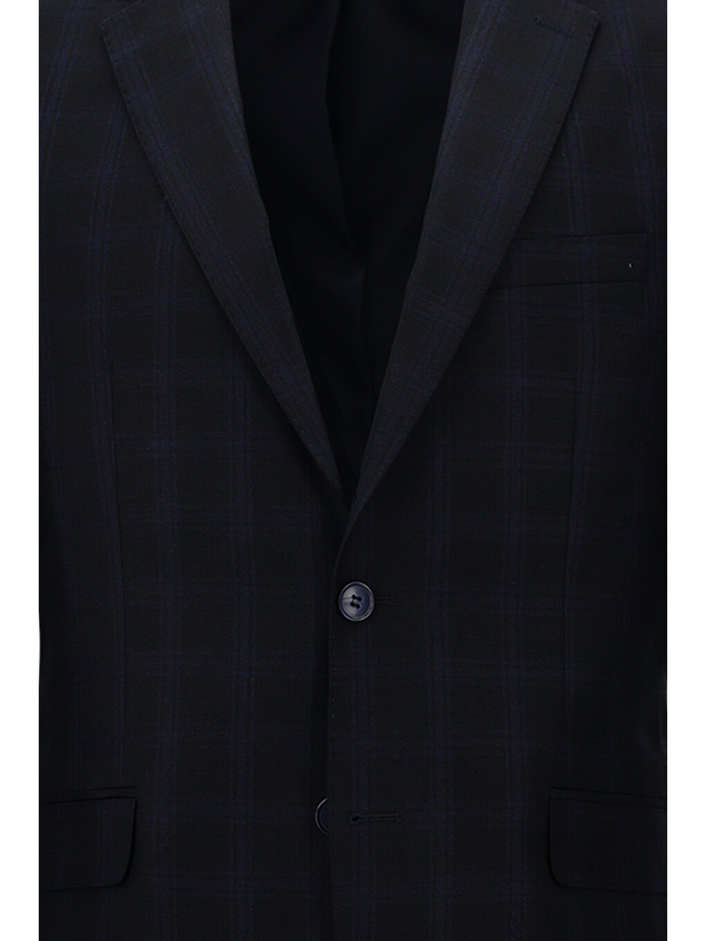 Lacivert Regular Fit Ekose Takım Elbise-3