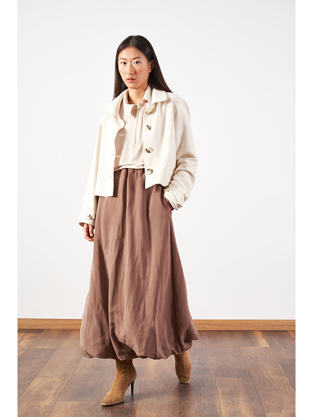 Kahverengi Uzun Balon Etek Kahve-1