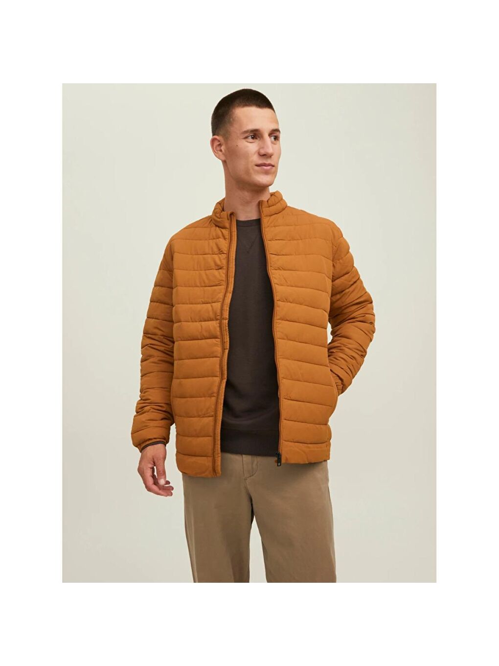 Jack & Jones Recycle Puffer Collar Erkek Kahverengi  Mont