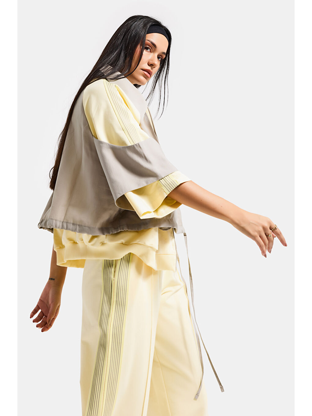 Kadın Sarı Gri Renk s6-108 Alt Üst 2'li Kombin Özel Tasarım Takım-3