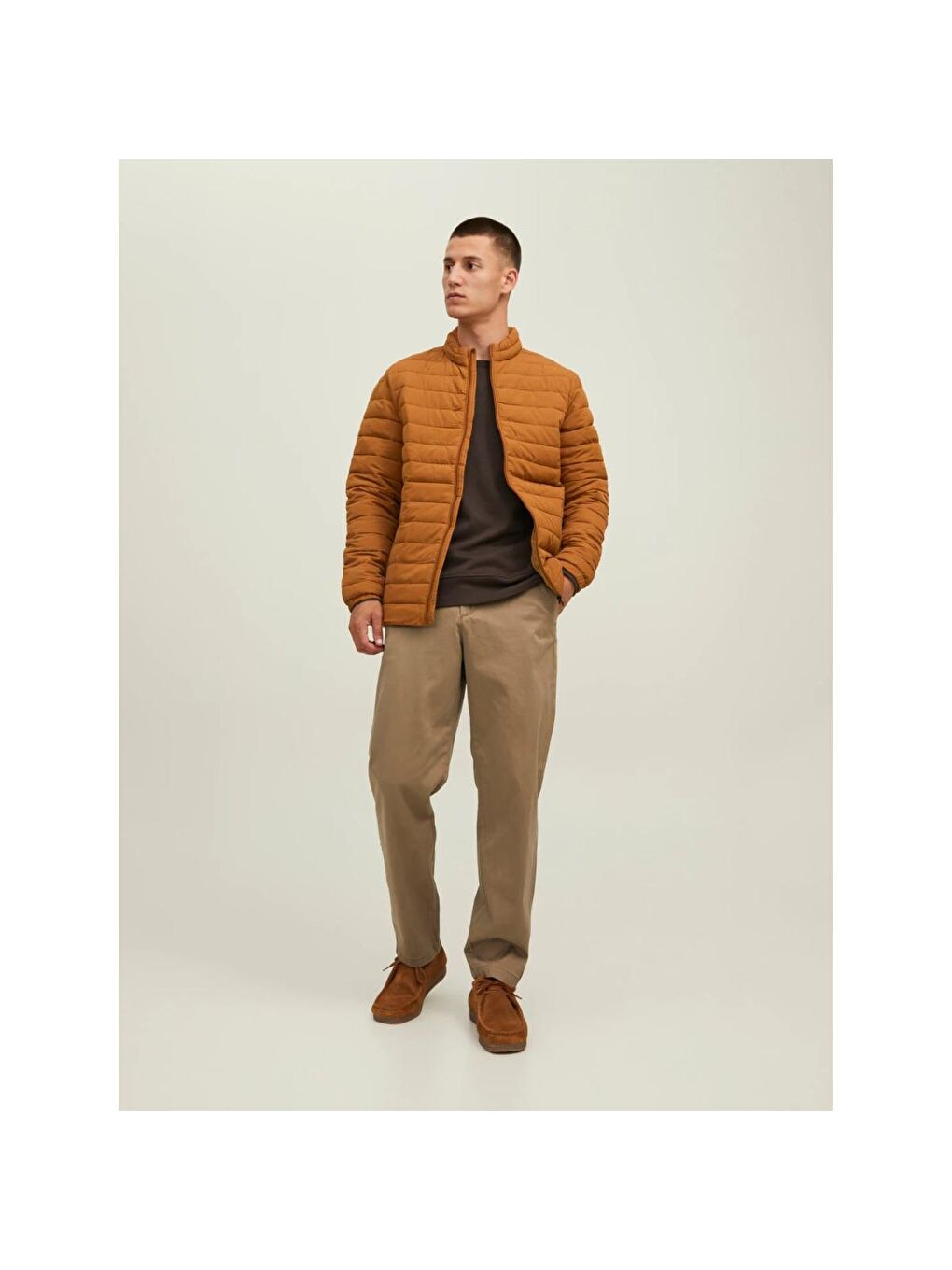 Jack & Jones Recycle Puffer Collar Erkek Kahverengi  Mont - 1