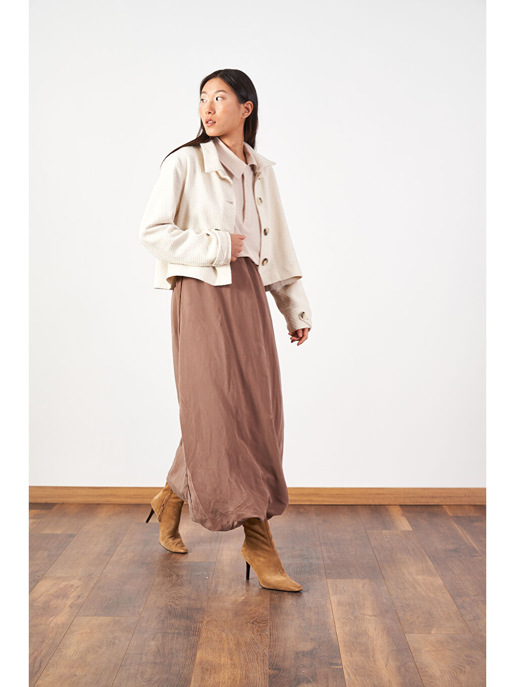 Kahverengi Uzun Balon Etek Kahve-2