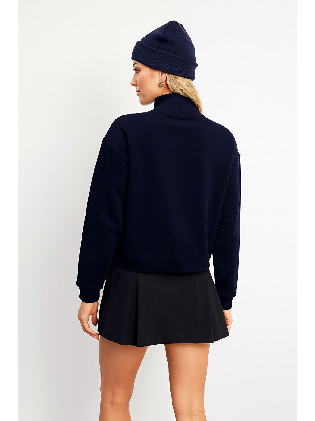 Lacivert Regular Fit Dik Yaka Yarım Fermuarlı Sweat 25K0166K1-3