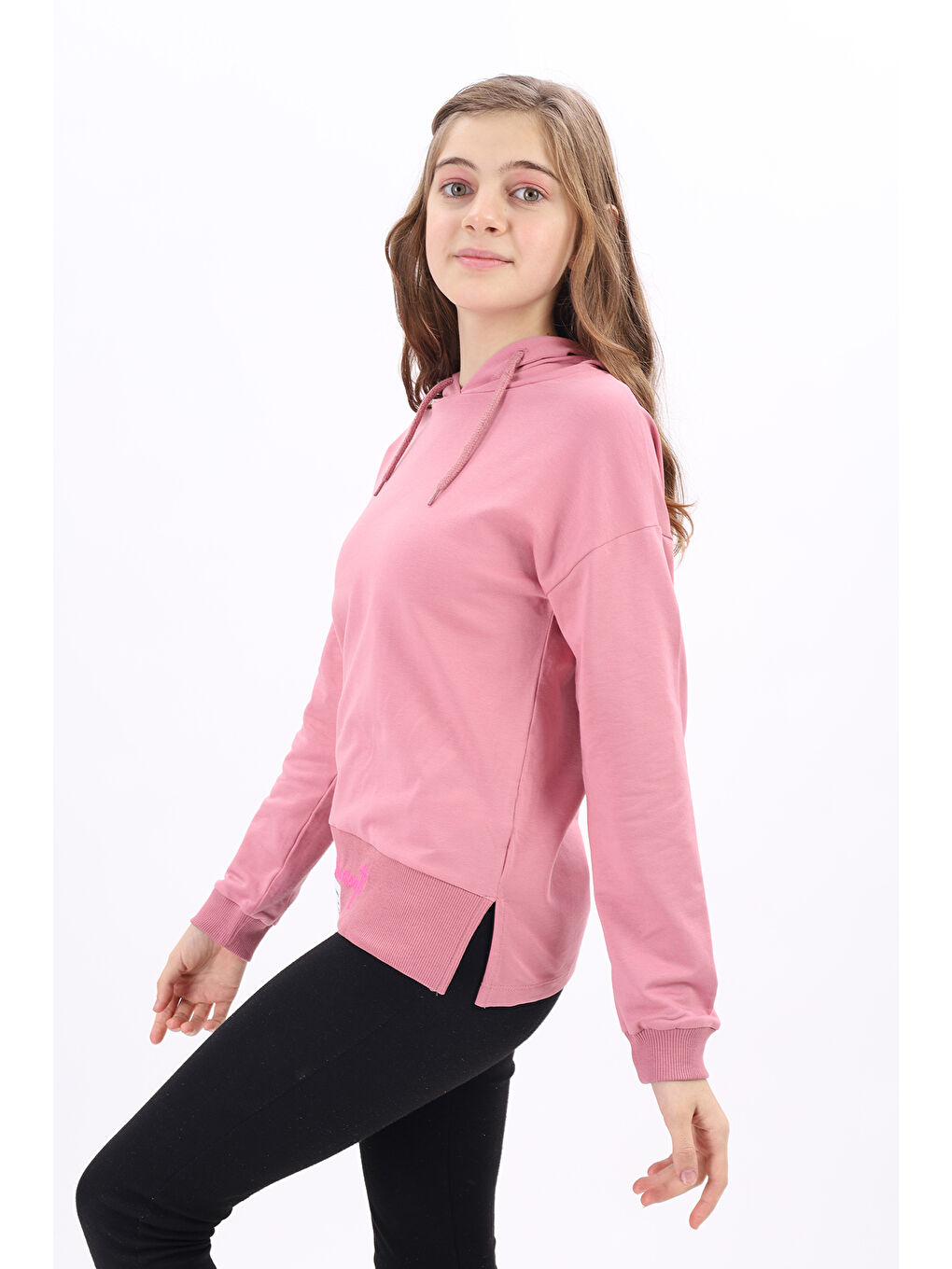 Pembe Kız Çocuk Nakışlı Sweatshirt-1