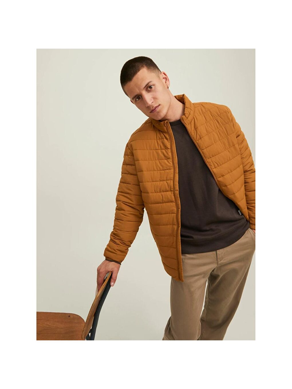 Jack & Jones Recycle Puffer Collar Erkek Kahverengi  Mont - 3