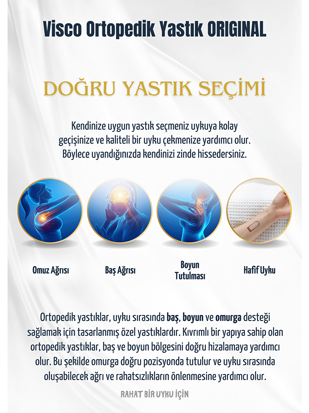 Rossav Home Beyaz Visco Ortopedik Yastık Original - 4