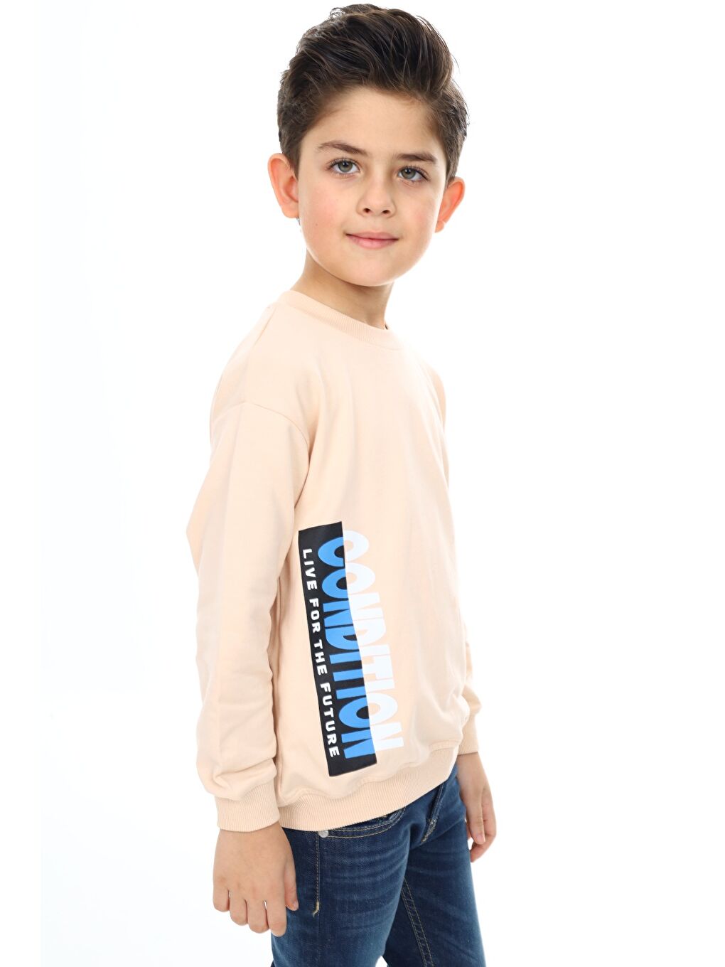 Bej Erkek Çocuk Baskılı Sweatshirt-2