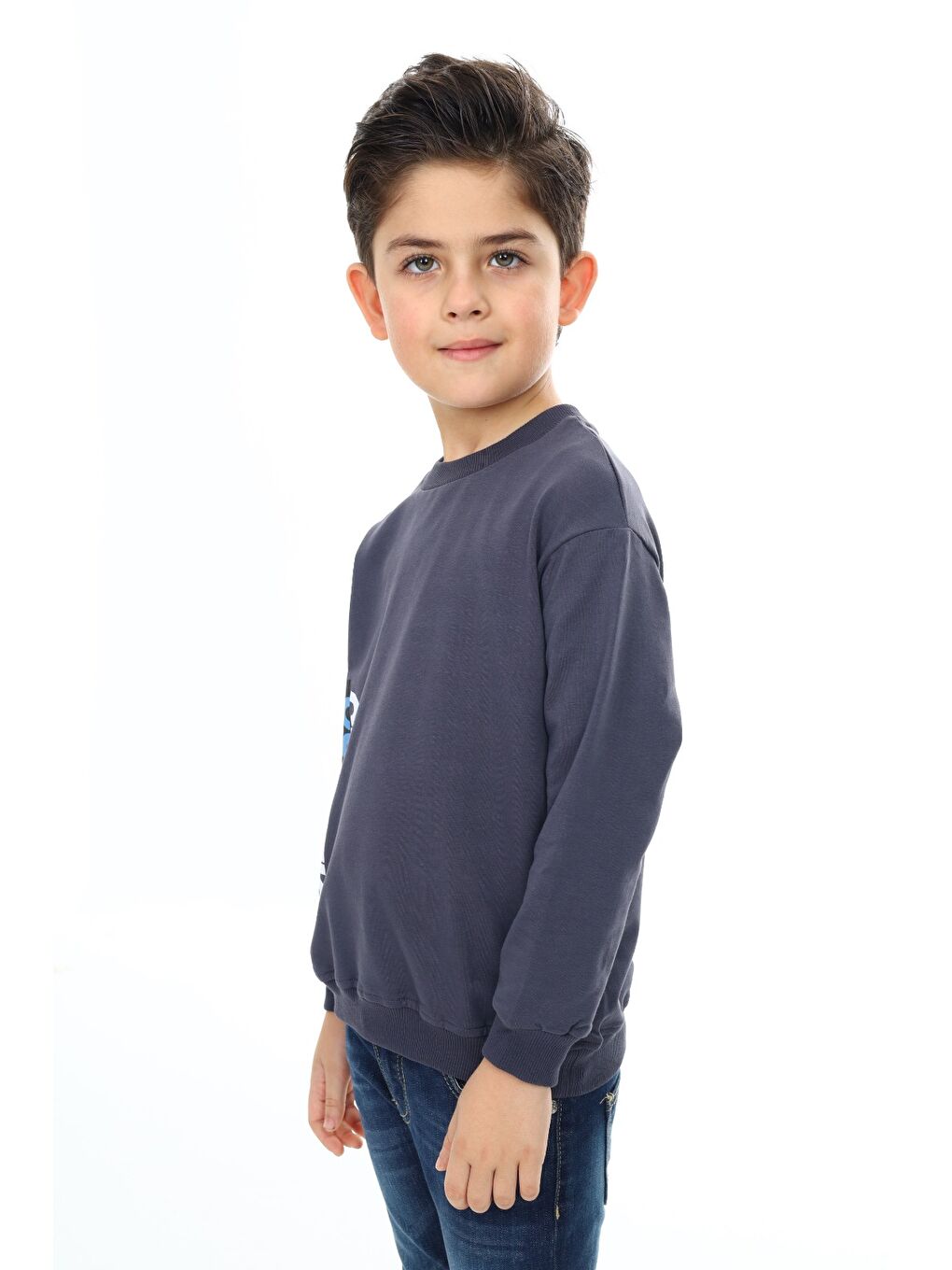 Antrasit Erkek Çocuk Baskılı Sweatshirt-1