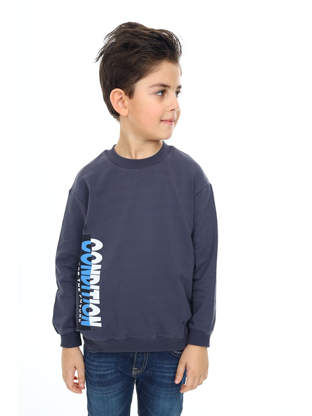Antrasit Erkek Çocuk Baskılı Sweatshirt-4