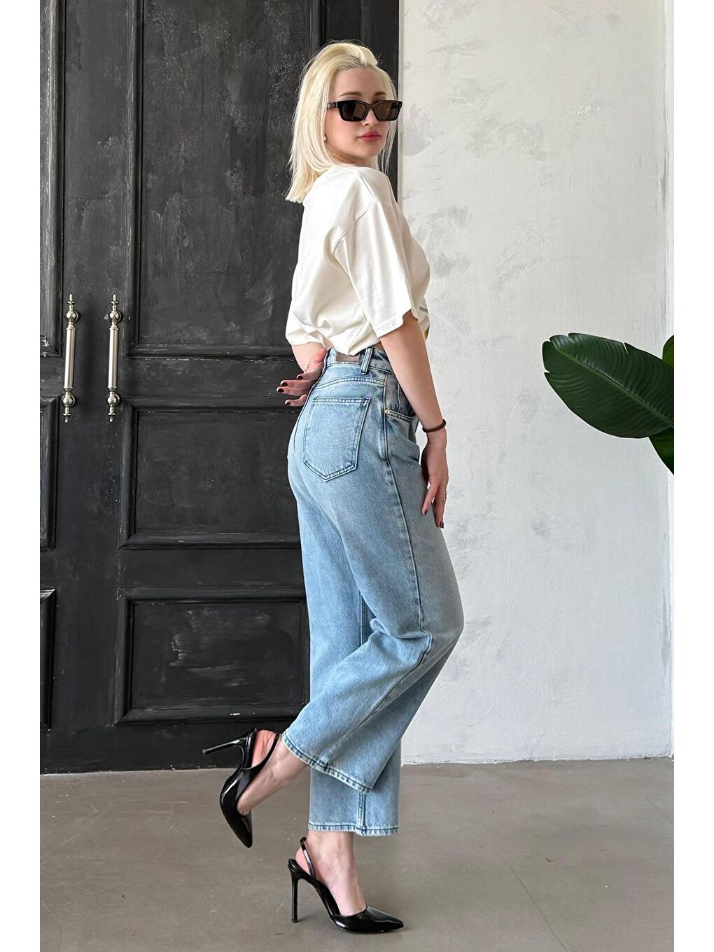 Ekru %100 Pamuklu Baskılı Kadın Tişört Mg2382-4