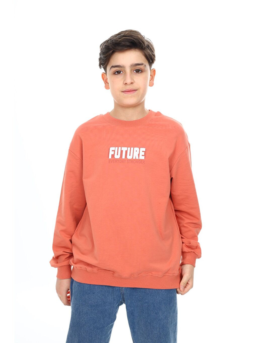 Kahverengi Erkek Çocuk Baskılı Sweatshirt-3