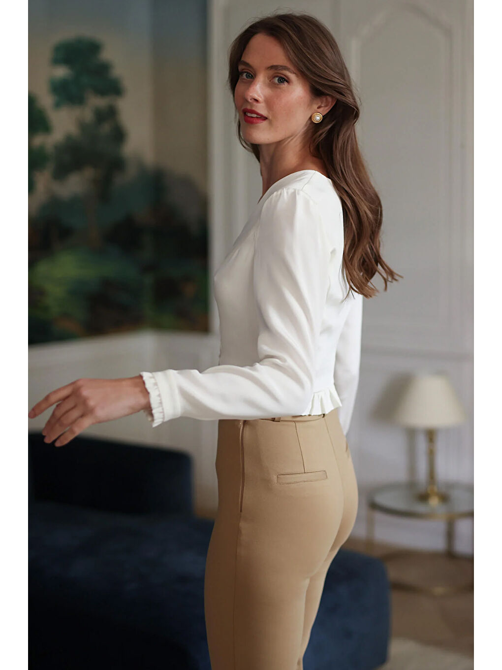 Ekru Kadın Kısa Triko Hırka-4