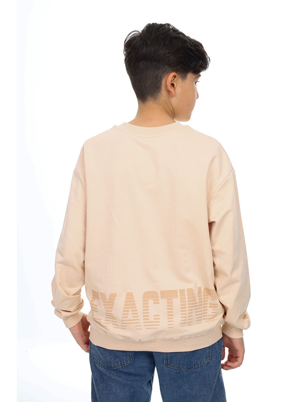 Bej Erkek Çocuk Baskılı Sweatshirt-4