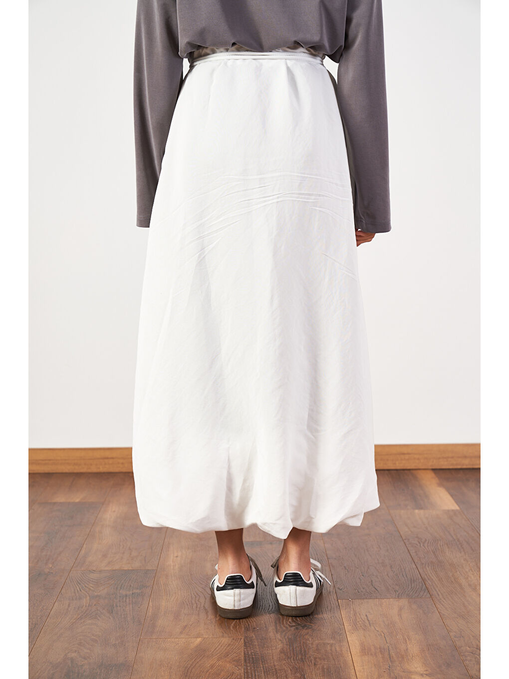 Uzun Balon Etek Beyaz-5