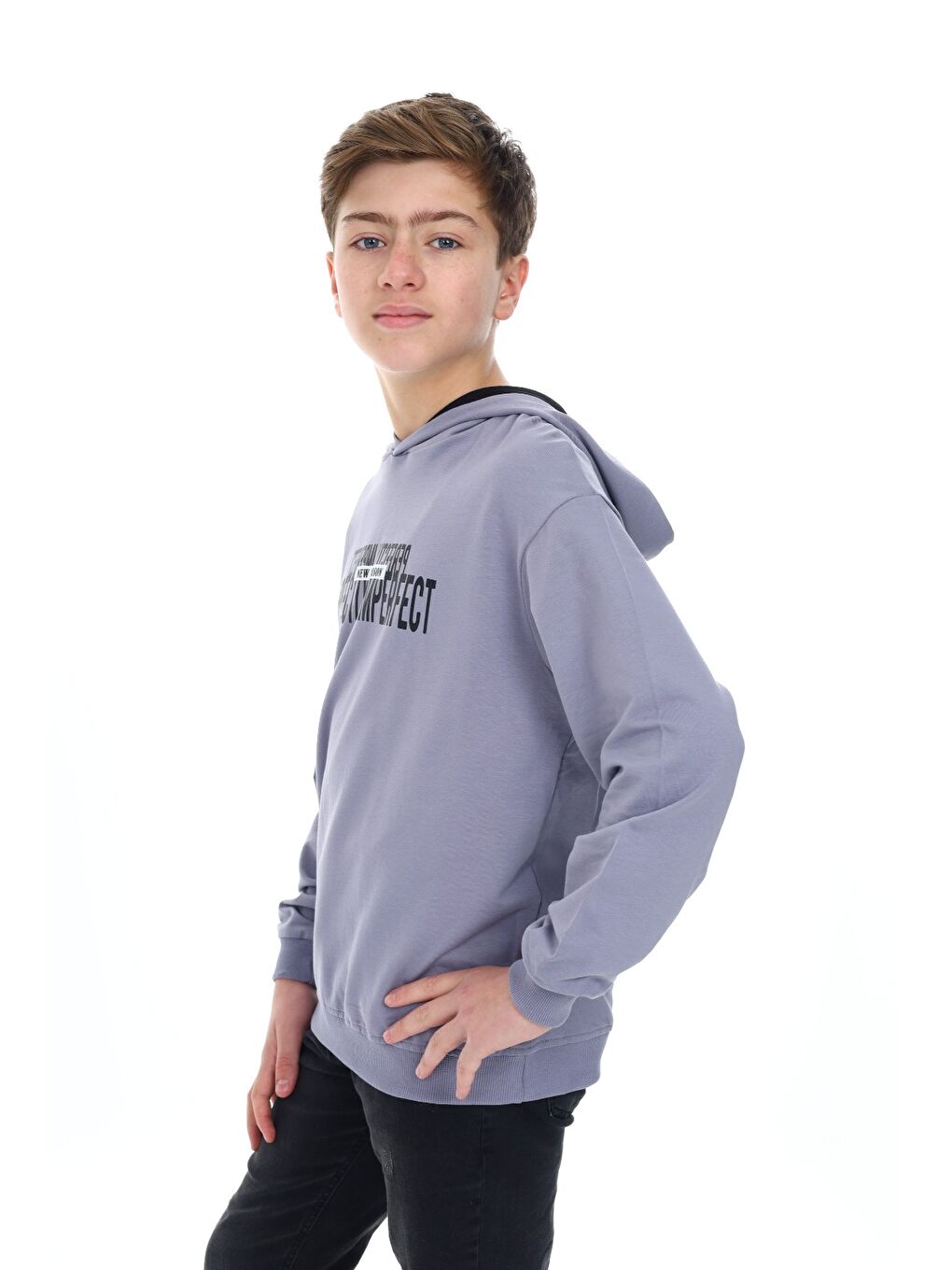 Gri Erkek Çocuk Baskılı Sweatshirt-1