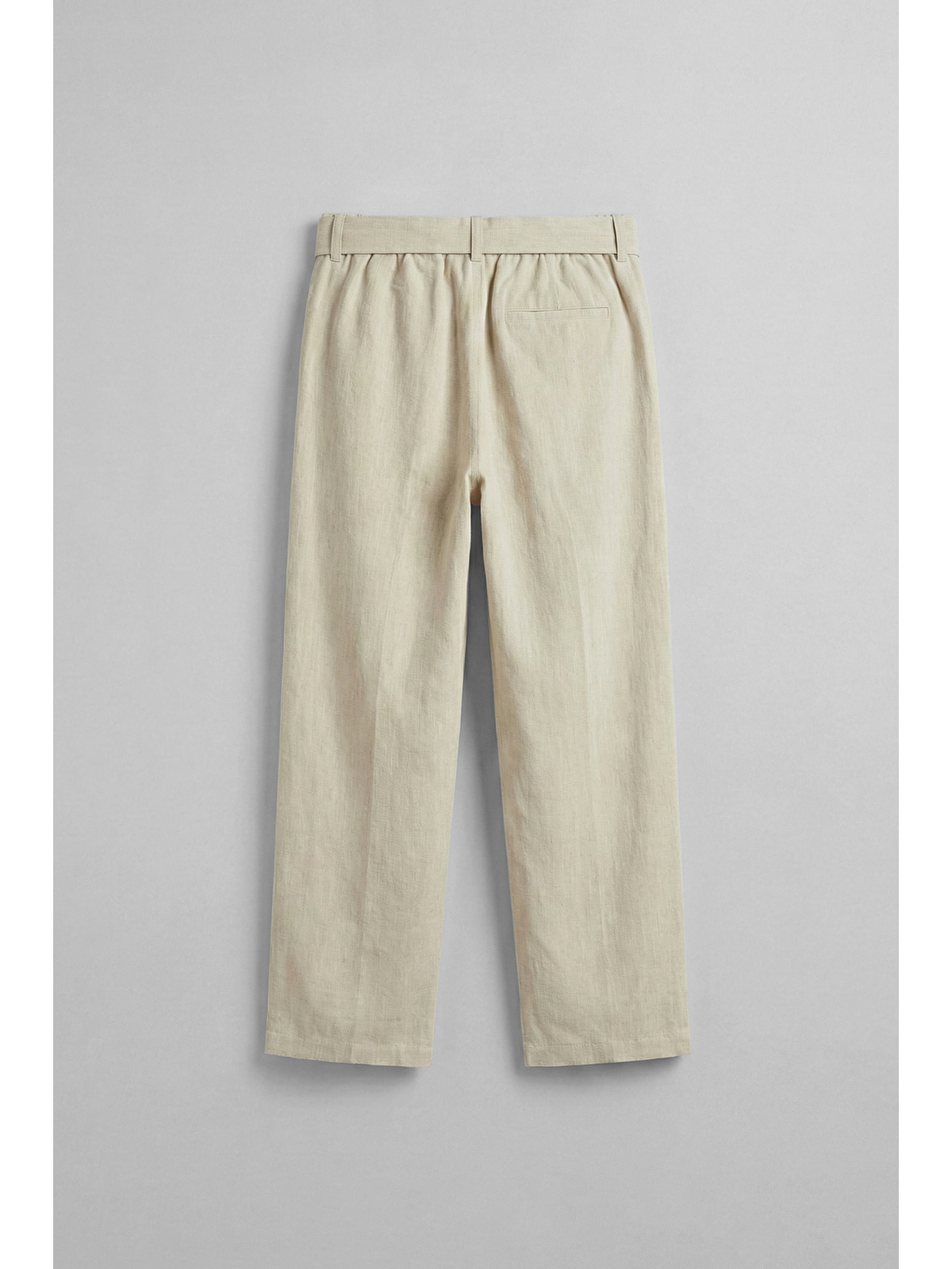 Erkek Baggy Kuşaklı Beli Lastikli Pamuklu Pantolon Bej-1