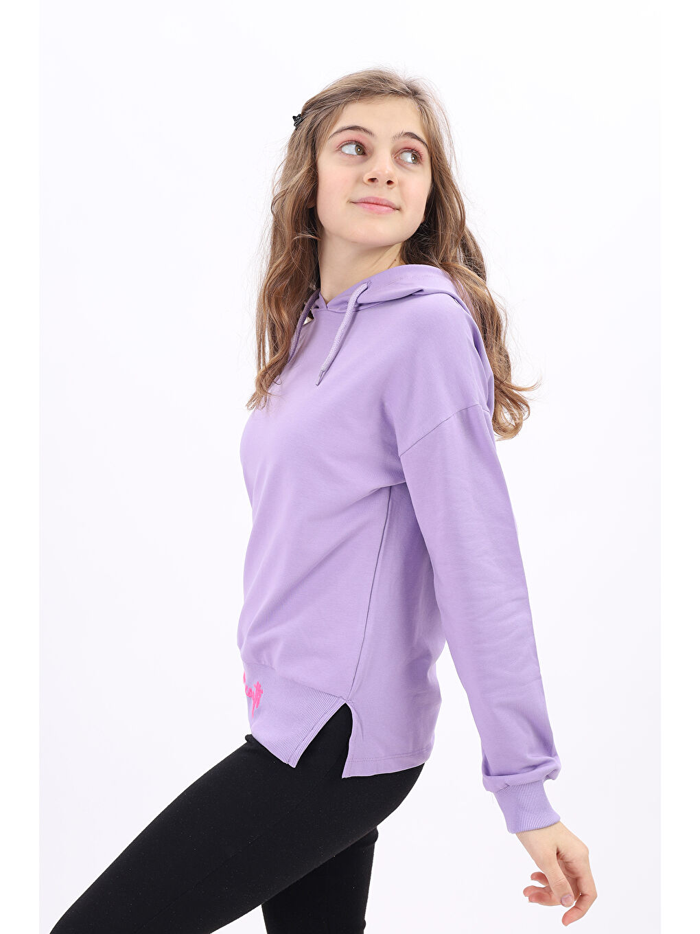 Lila Kız Çocuk Nakışlı Sweatshirt-1