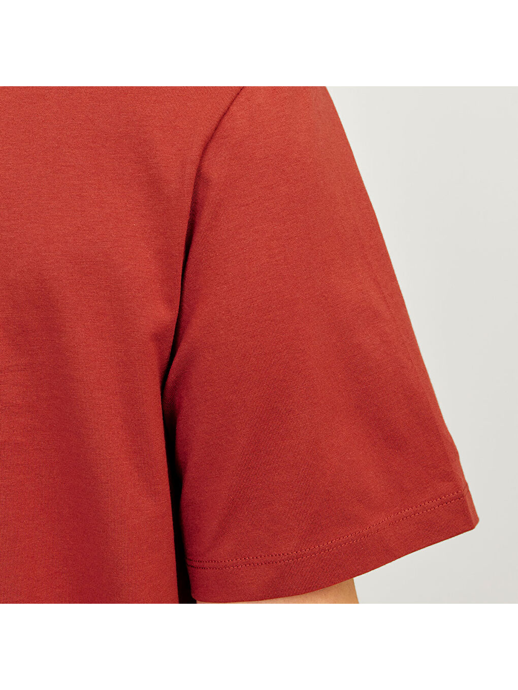 Logo O Neck 2 Col Erkek Kırmızı Yuvarlak Yaka Spor Tişört-3