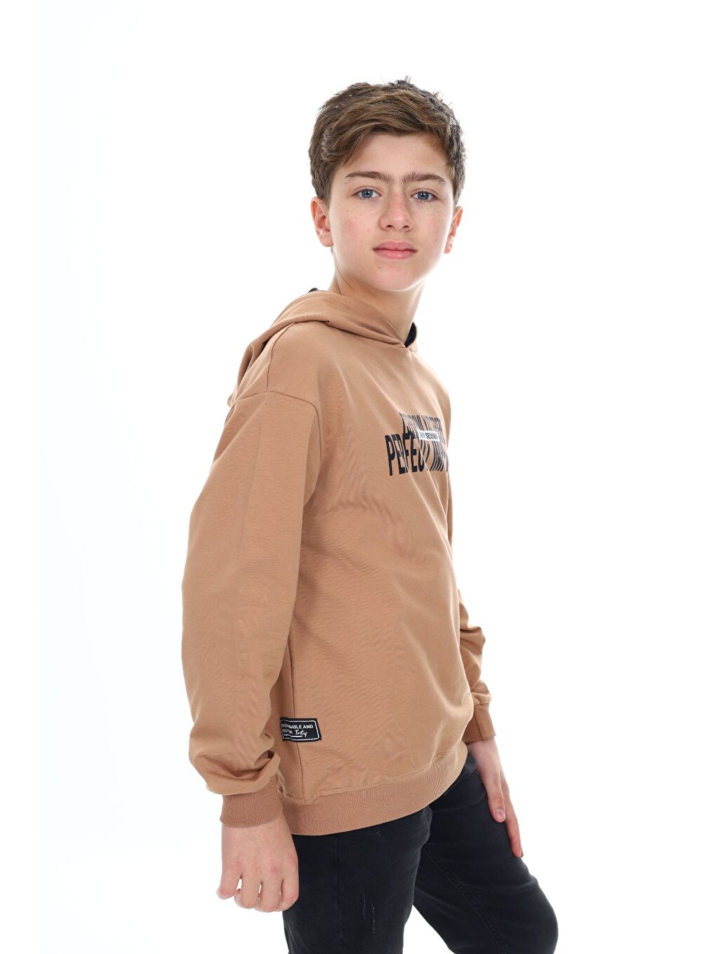 Kahverengi Erkek Çocuk Baskılı Sweatshirt-1