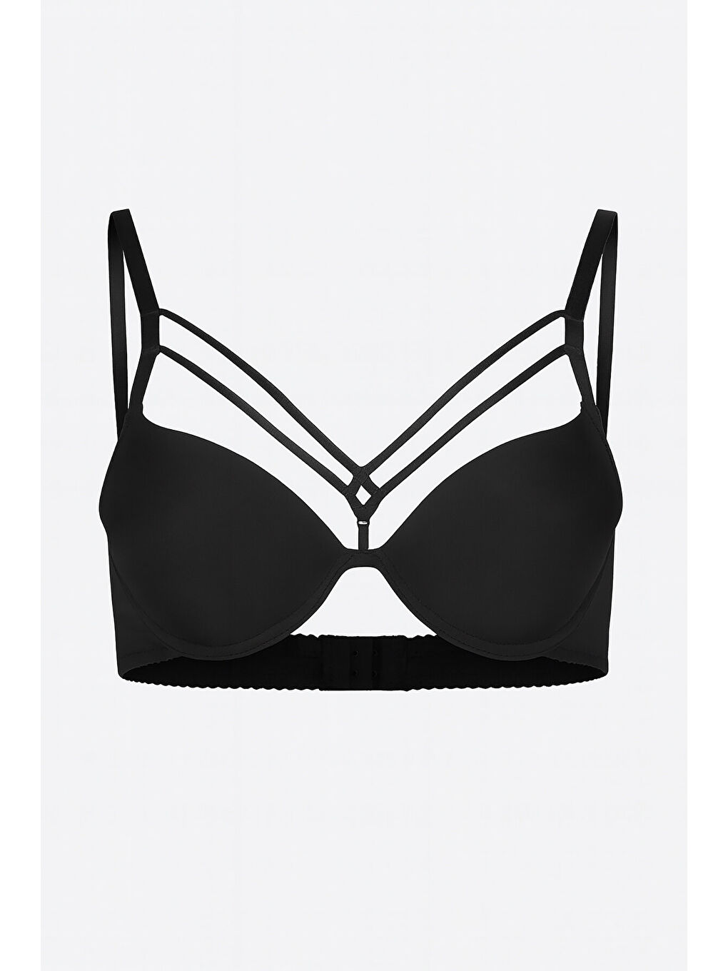 Siyah Göğsü İp Detaylı Sütyen