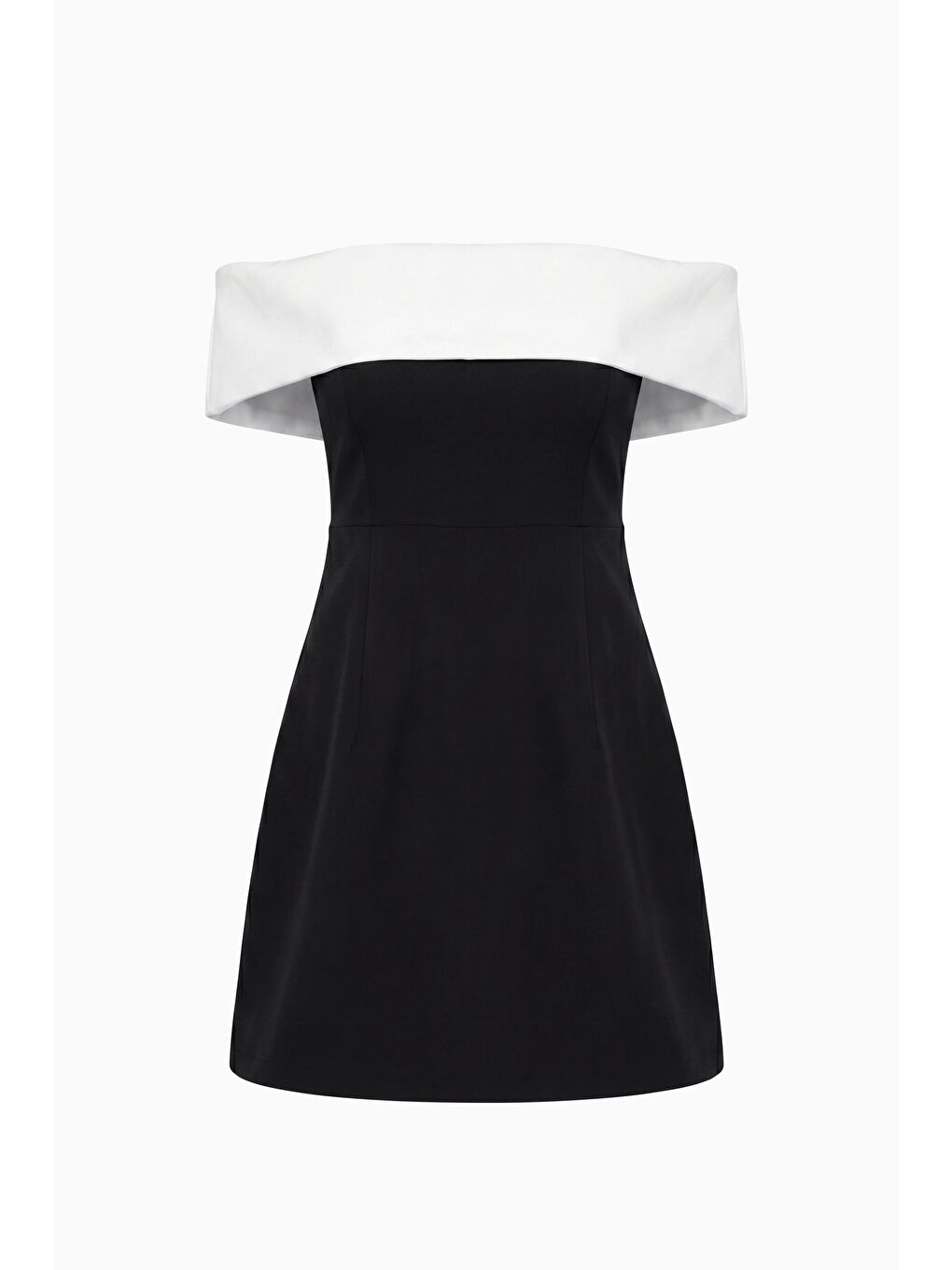 Kadın Siyah Kayık Yaka Mini Davet Elbisesi-5