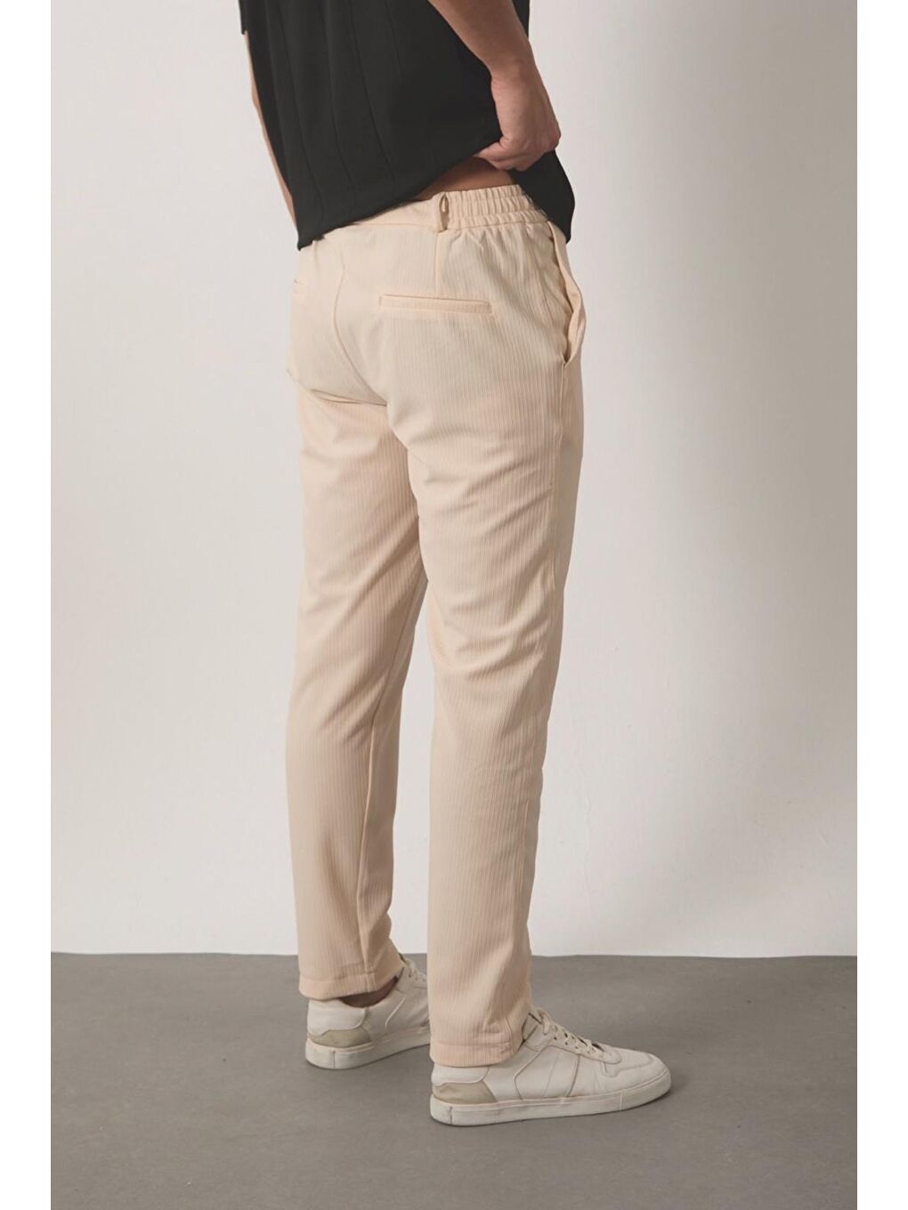 Ekru Durry Slim Fit Çizgi Desenli Beli Lastikli Erkek Jogger Pantolon-3