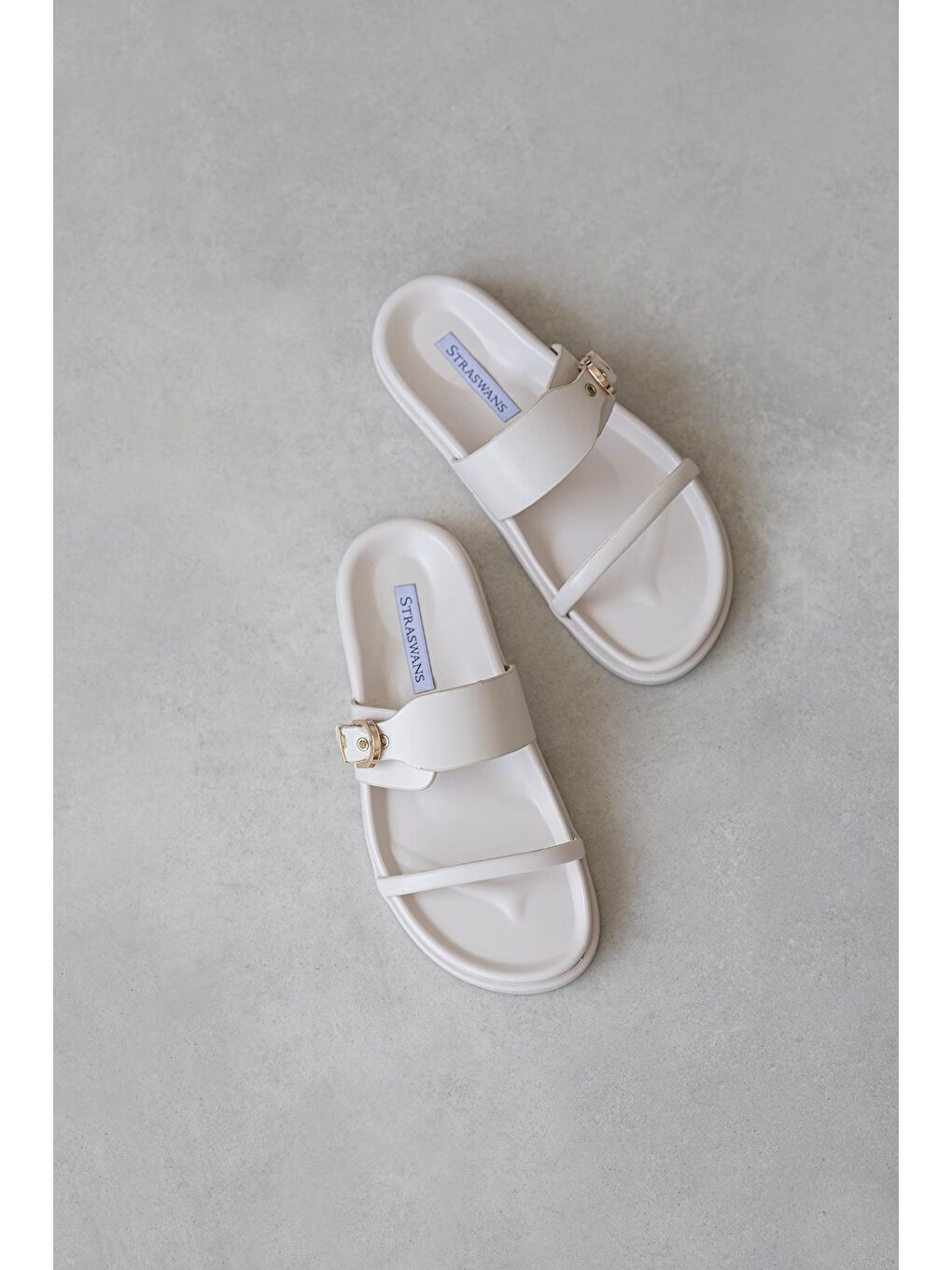 Zeus Kadın Toka Detay Günlük Konfor Deri Terlik Bej-1