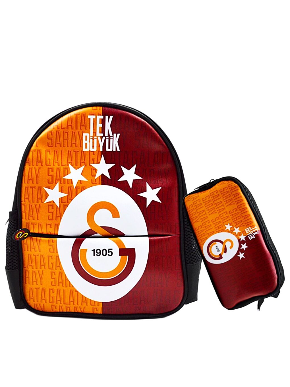 2 Bölmeli 5 Yıldızlı Tek Büyük Suni Deri Anaokulu Çantası + Kalemlik