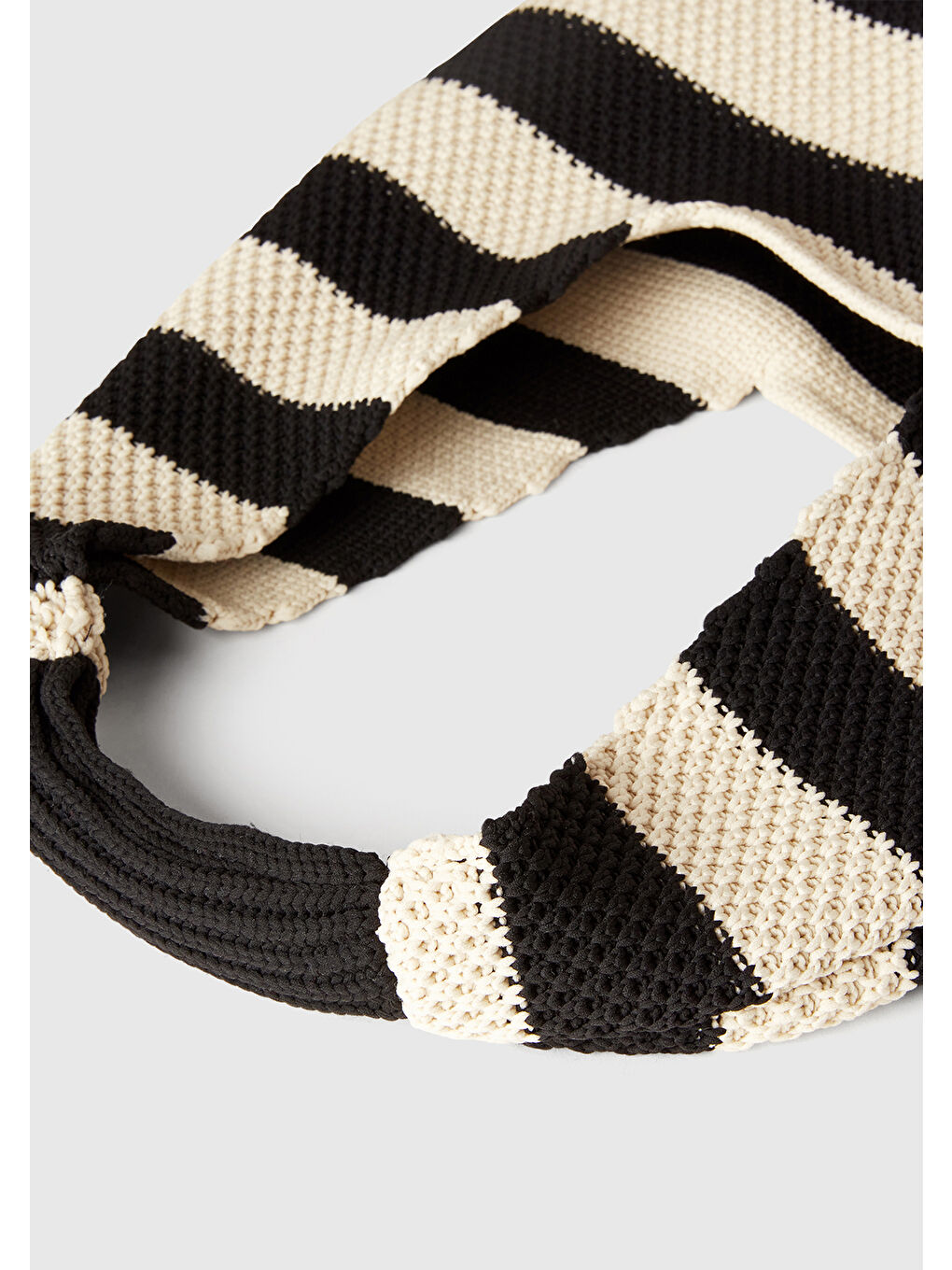 Kadın Siyah Çizgili Hobo Çanta-3