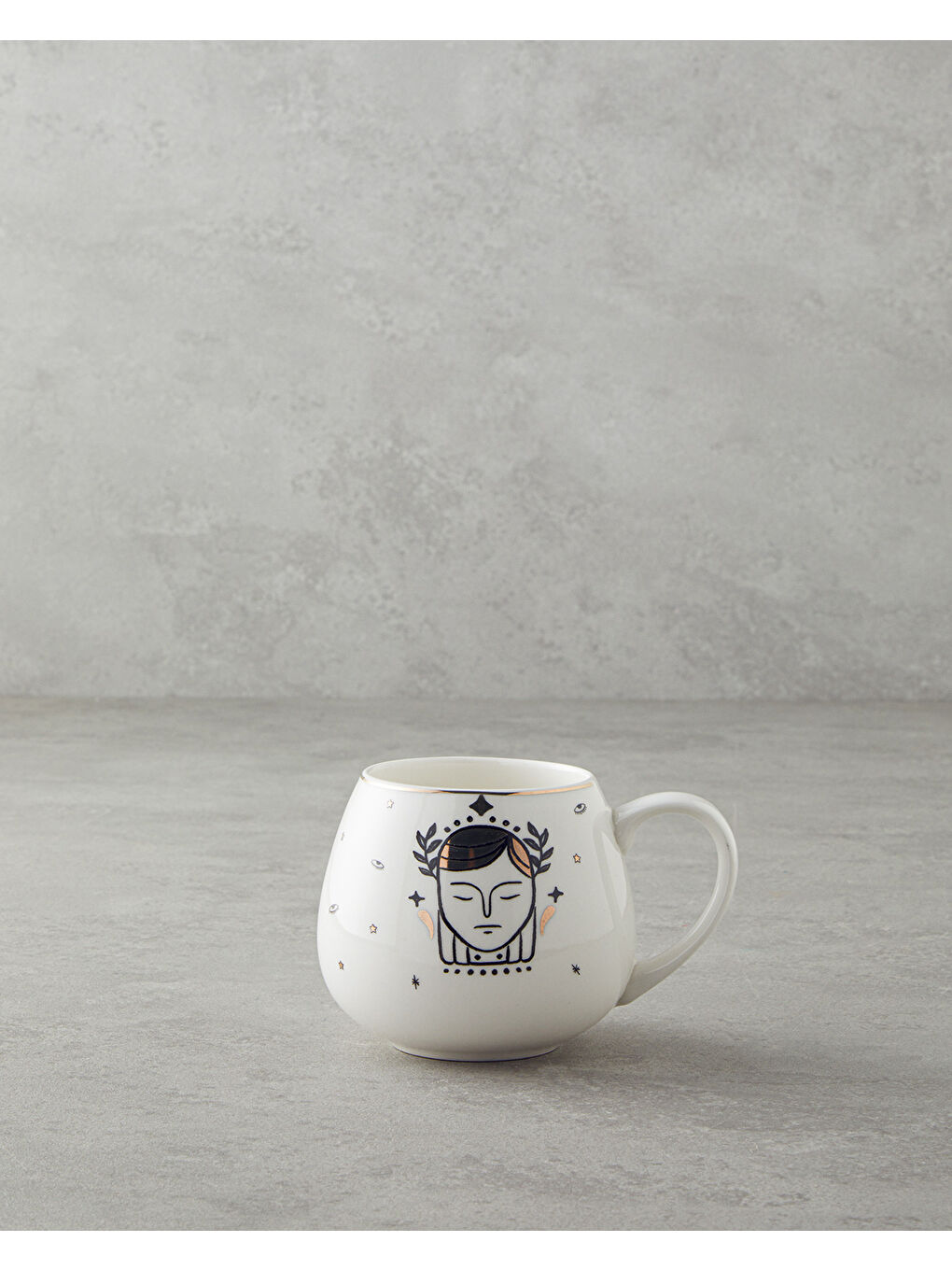 Virgo New Bone China Kupa 325 ml Siyah-Beyaz-Gold