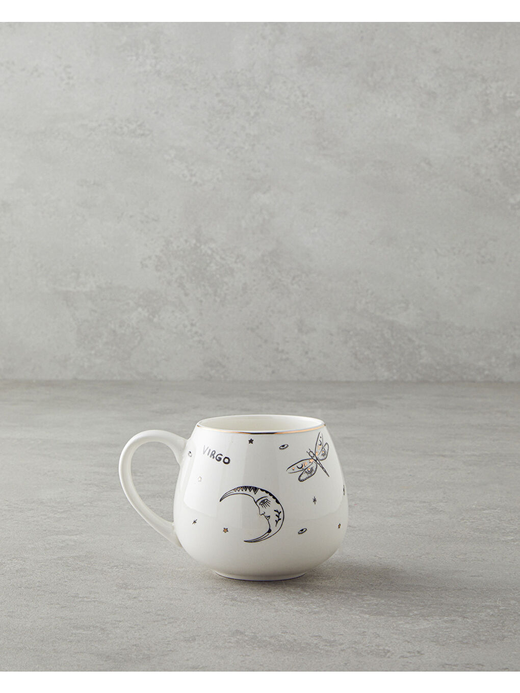 Virgo New Bone China Kupa 325 ml Siyah-Beyaz-Gold-1